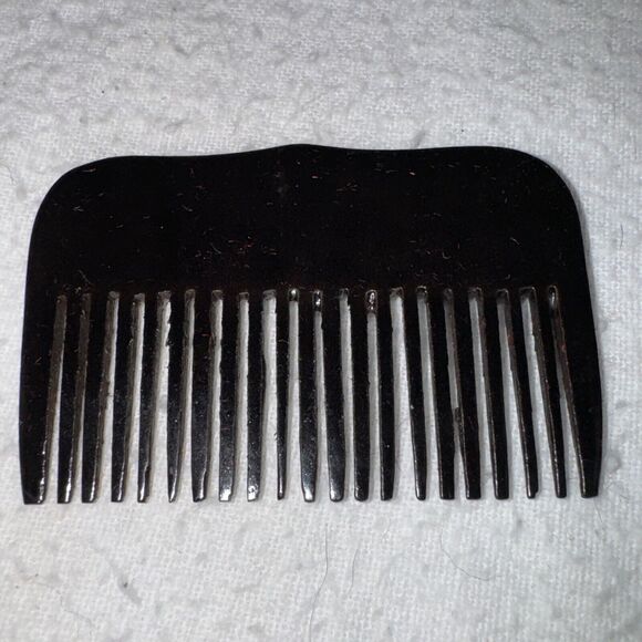 Black Ox Horn Comb in aTeak Box w Mother Of Pearl‎ Inlay Lotus & Mirror VTG - Picture 6 of 9